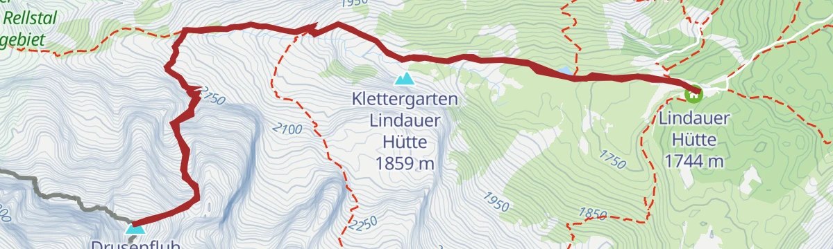 Route map: Klettersteig Drusenfluh